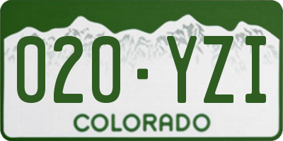 CO license plate 020YZI