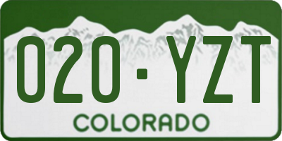 CO license plate 020YZT