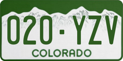 CO license plate 020YZV