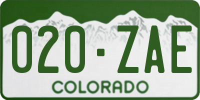 CO license plate 020ZAE
