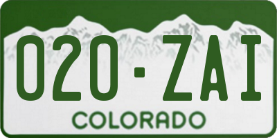 CO license plate 020ZAI