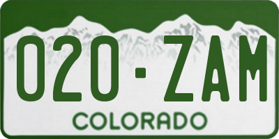 CO license plate 020ZAM