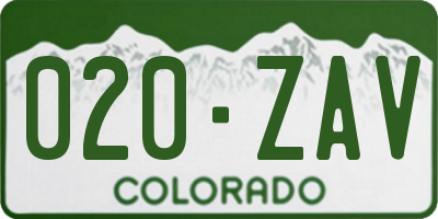 CO license plate 020ZAV