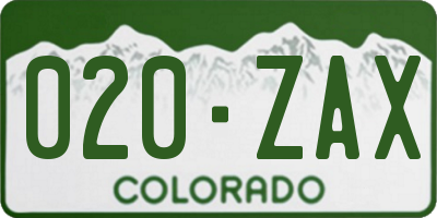 CO license plate 020ZAX