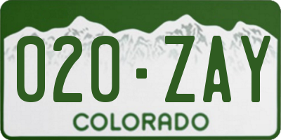 CO license plate 020ZAY