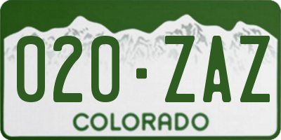 CO license plate 020ZAZ