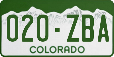 CO license plate 020ZBA
