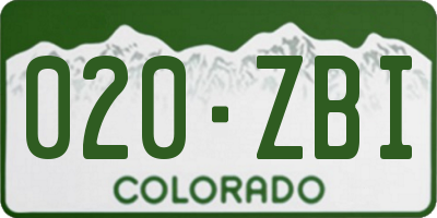 CO license plate 020ZBI