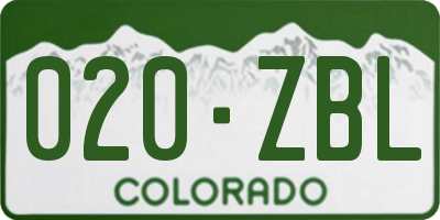 CO license plate 020ZBL