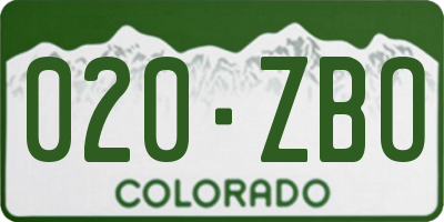 CO license plate 020ZBO