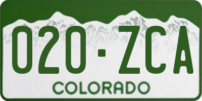 CO license plate 020ZCA