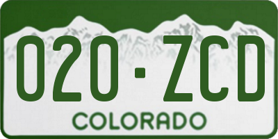 CO license plate 020ZCD