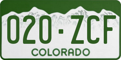 CO license plate 020ZCF