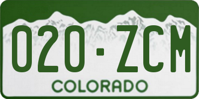 CO license plate 020ZCM