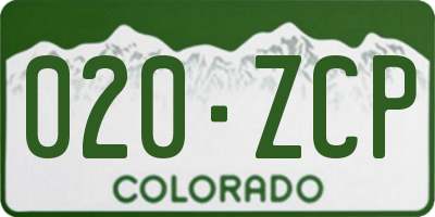 CO license plate 020ZCP