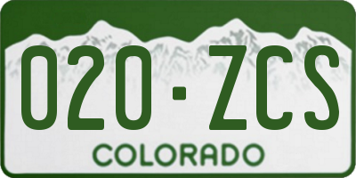 CO license plate 020ZCS