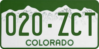 CO license plate 020ZCT