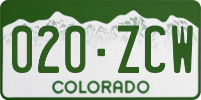 CO license plate 020ZCW