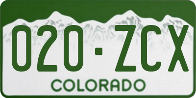 CO license plate 020ZCX