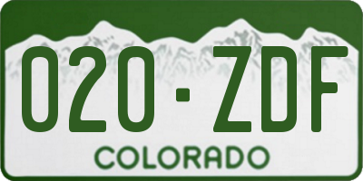 CO license plate 020ZDF