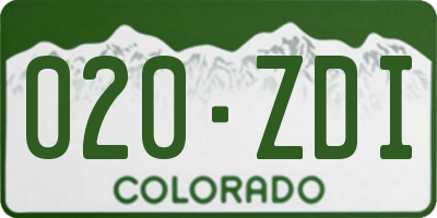 CO license plate 020ZDI