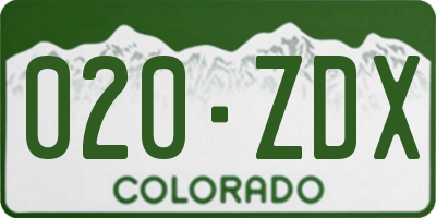 CO license plate 020ZDX