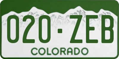 CO license plate 020ZEB