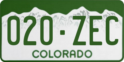 CO license plate 020ZEC