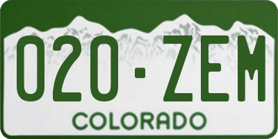 CO license plate 020ZEM