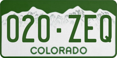 CO license plate 020ZEQ