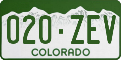 CO license plate 020ZEV