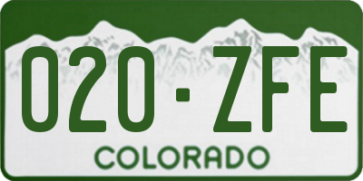 CO license plate 020ZFE