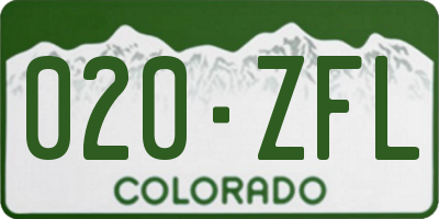 CO license plate 020ZFL