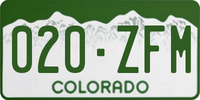 CO license plate 020ZFM