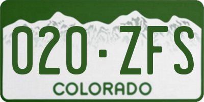 CO license plate 020ZFS
