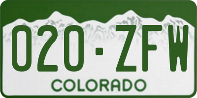 CO license plate 020ZFW