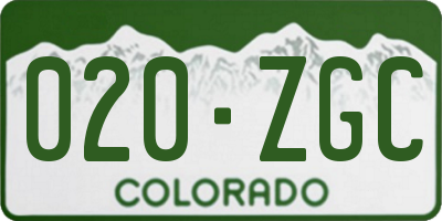 CO license plate 020ZGC
