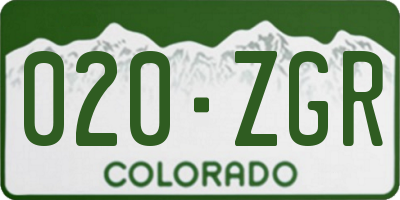 CO license plate 020ZGR