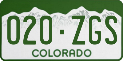 CO license plate 020ZGS
