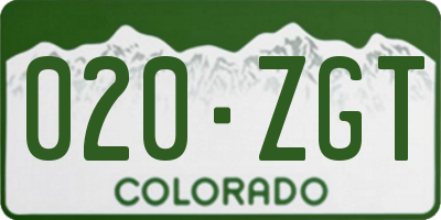CO license plate 020ZGT