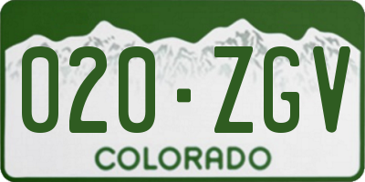 CO license plate 020ZGV