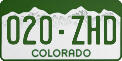 CO license plate 020ZHD