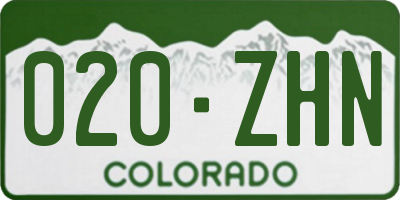 CO license plate 020ZHN