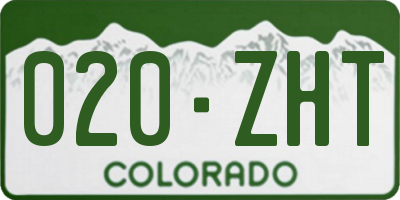 CO license plate 020ZHT