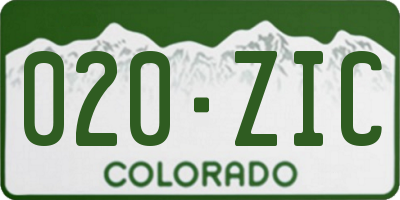 CO license plate 020ZIC