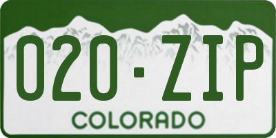CO license plate 020ZIP