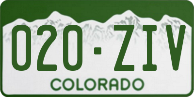 CO license plate 020ZIV