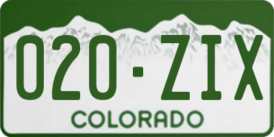 CO license plate 020ZIX