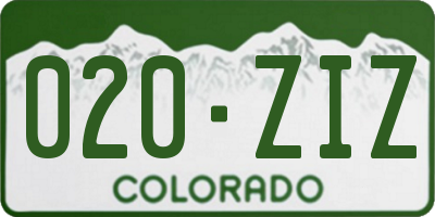 CO license plate 020ZIZ