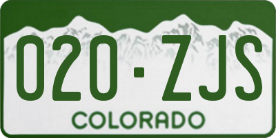 CO license plate 020ZJS